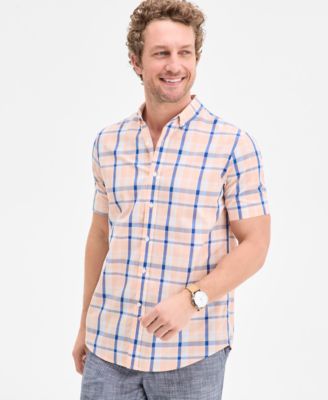 Club Room - Men's Hall Short Sleeved Plaid Button-Down Shirt