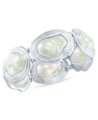 I.N.C. International Concepts - Silver-Tone Mother-of-Pearl Stretch Bracelet