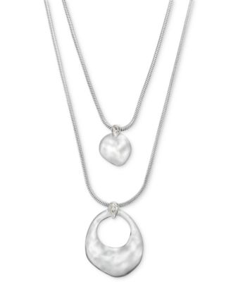 I.N.C. International Concepts - Rhodium-Plated Crystal Sculptural Layered Pendant Necklace, 19-1/4" + 3" extender