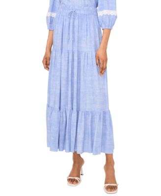 Sam & Jess - Petite Drawstring-Waist Tiered Maxi Skirt