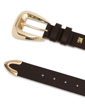 Steve Madden - Topstitched Textured Polyurethane With Flared Buckle And Metal Tip