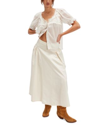 Free People - Women's Katia Cotton Side-Ruched Maxi Skirt