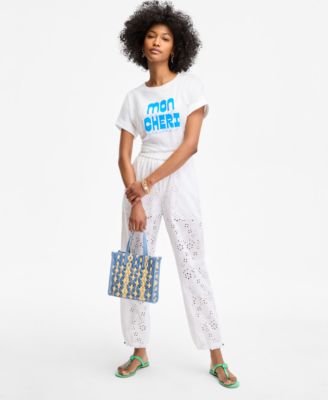 On 34th - Women's Cotton Eyelet Pull-On Pants