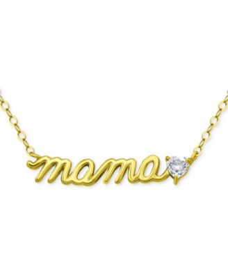 Giani Bernini - Cubic Zirconia Mama Script Pendant Necklace in 18k Gold-Plated Sterling Silver (also in Sterling Silver), 16" + 2" extender