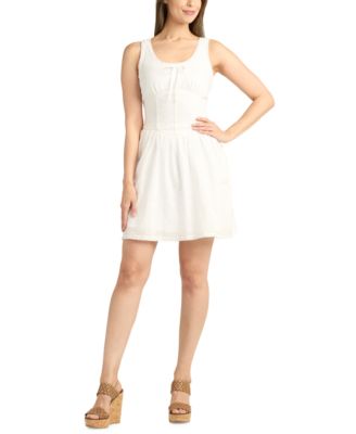 BCX - Juniors' Cotton Eyelet Scoop-Neck Tank Skater Dress