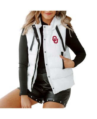Gameday Couture - Women's White Oklahoma Sooners&nbsp;Hooded Full-Snap Puffer Vest