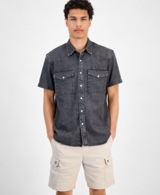 Sun + Stone - Men's Spur Short Sleeve Denim Button-Front Shirt