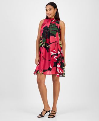 Robbie Bee - Petite Printed Bow-Back Trapeze Dress