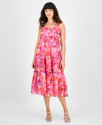 Robbie Bee - Petite Printed Braided Trim Midi Dress