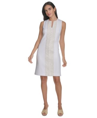 Jessica Howard - Women's Lace-Trim Split-Neck Dress
