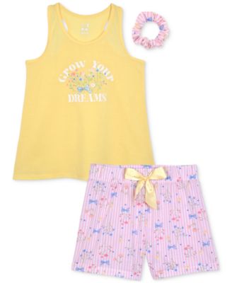 Max & Olivia - Big Girls Floral Tank & Printed Shorts 2 Piece Pajama Set