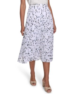 Calvin Klein - Women's Printed Pleated Pull-On Midi Skirt