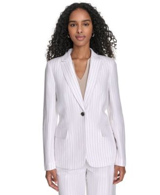 Calvin Klein - Women's Pinstriped One-Button Blazer