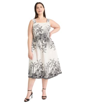 Maggy London - Plus Size Printed Fit & Flare Midi Dress