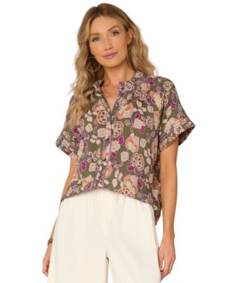 Democracy - Petite Printed Pleated Blouse