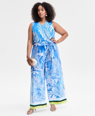 I.N.C. International Concepts - Plus Size Printed Tie-Waist Jumpsuit
