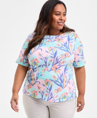 Style & Co - Plus Size Geometric-Print Crewneck Top
