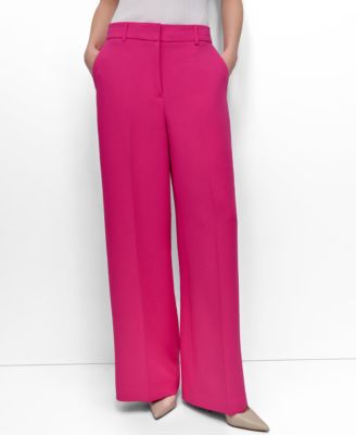 DKNY - Petite Aero Crepe Mid Rise Wide Leg Pants