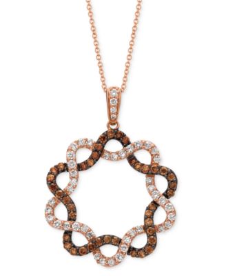 Le Vian - Chocolate Diamond & Vanilla Diamond Intertwined Star Adjustable 20" Pendant Neckalce (1-1/3 ct. t.w.) in 14k Rose Gold
