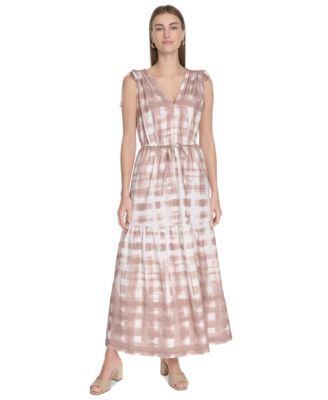 Calvin Klein - Women's Printed V-Neck A-Line Midi Dress