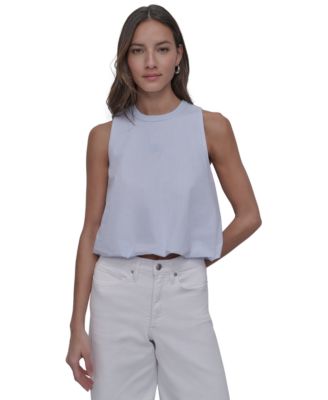 DKNY Jeans - Women's Striped Cotton Bubble-Hem Sleeveless Top