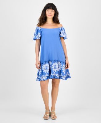 Robbie Bee - Women's Off-The-Shoulder Jacquard Dress