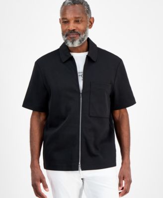 Michael Kors - Men's Double Knit Zipper Short-Sleeve Shirt