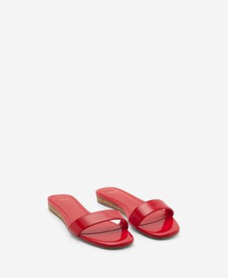 MANGO - Women's Patent Leather Effect Flat Sandals