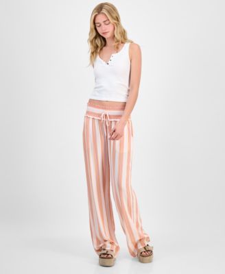 Kingston Grey - Juniors' Striped Wide-Leg Soft Pants