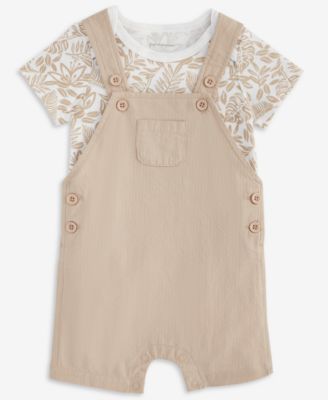 First Impressions - Baby Boys Cotton Tonal Leaf-Print Bodysuit & Shortall, 2 Piece Set