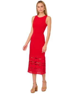 Adrianna - Women's Knit Crochet Sleeveless Midi Dress