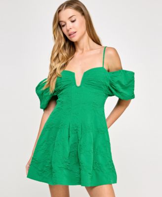 City Studios - Juniors' Jacquard Fit & Flare Dress