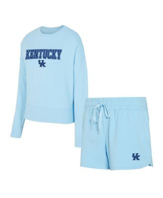 Concepts Sport - Women's Light Blue Kentucky Wildcats Elevation Tri-Blend Long Sleeve Top and Short, Set of 2
