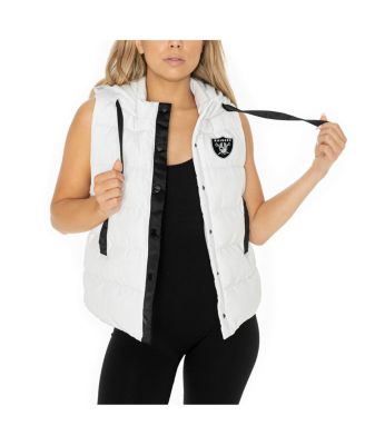 Gameday Couture - Women's White Las Vegas Raiders Hooded Full-Snap Puffer Vest