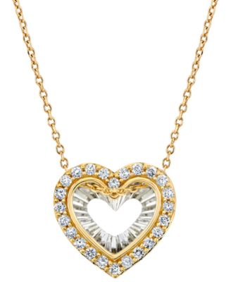 Macy's - Diamond Heart 18" Pendant Necklace (1/4 ct. t.w.) in 14k Two-Tone Gold