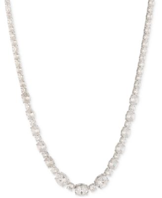 Givenchy - Silver-Tone Mixed-Cut Cubic Zirconia Tennis Necklace, 16" + 3" extender