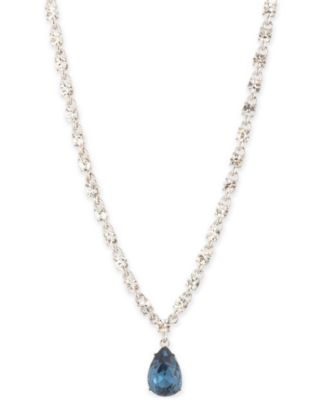Givenchy - Silver-Tone Color Crystal Pear-Shape Pendant Necklace, 16" + 3" extender