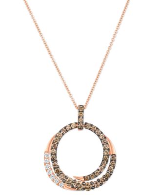 Le Vian - Chocolate Diamond & Nude Diamond Spiral Circle Adjustable 20" Pendant Necklace (1-1/20 ct. t.w.) in 14k Rose Gold