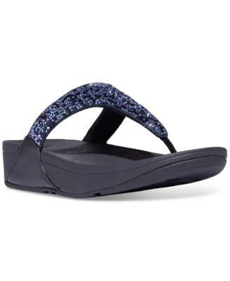FitFlop - Women's Lulu Crystal Mix Toe-Post Wedge Sandals
