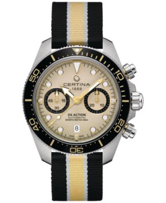 Certina - Men's Swiss Automatic Chronograph DS Action Multicolor Nylon Strap Watch 45mm