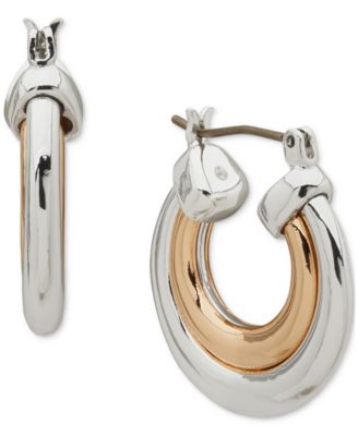 Anne Klein - Two-Tone Small Double-Row Hoop Earrings, 0.98"