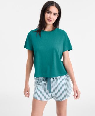 State of Day - Plus Size Shadow Stripe Seersucker Drawstring Shorts