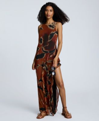 Kenneth Cole - Women's Printed Ruffled High-Low Maxi Dress