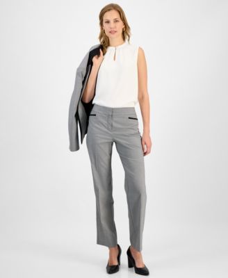 Kasper - Petite L-Pocket Gingham-Print Pants