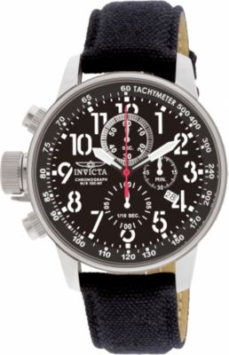 Invicta - Men's Swiss Chronograph Force Black Cloth Strap Watch 46mm 1512