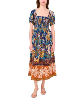 MSK - Petites Mixed-Print Challis Maxi Dress