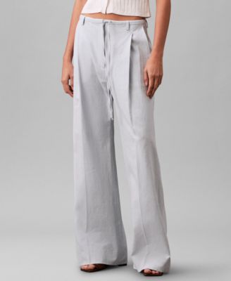 Calvin Klein - Women's Linen Blend Wide-Leg Pants