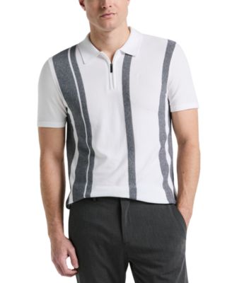 Perry Ellis - Men's Stripe Zip Polo Shirt