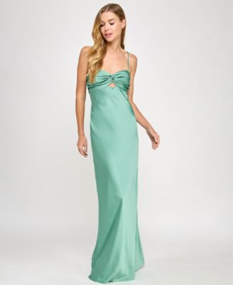 SENI & CADE - Women's Satin Tiered Cowl-Neck Gown
