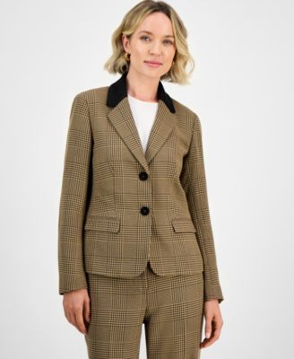 Kasper - Plaid Two-Button Notch-Collar Jacket, Regular & Petites